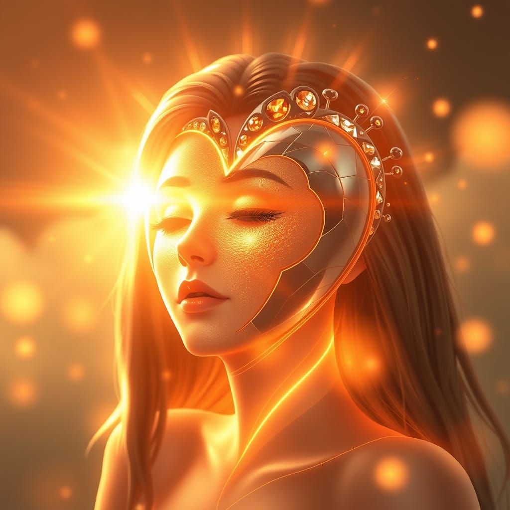 Kind Soul with Titanium Heart in Futuristic Style