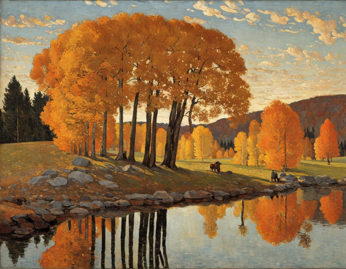 Golden Sunset on Serene Autumn Lake