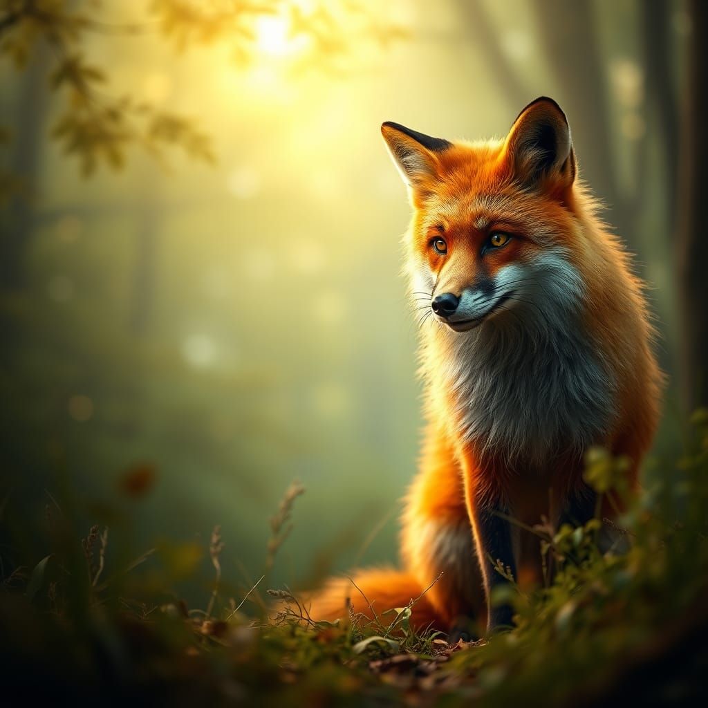 realistic fox in a natural setting