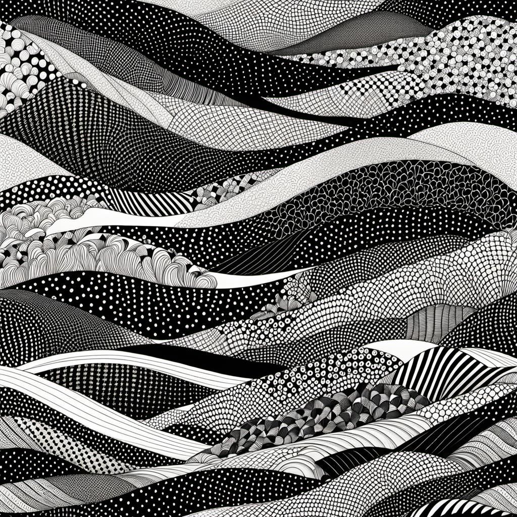 Zentangle Forest and Hills in Digital Line Art