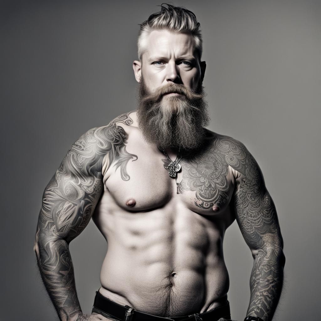 Tattooed Whiskey Warrior Portrait