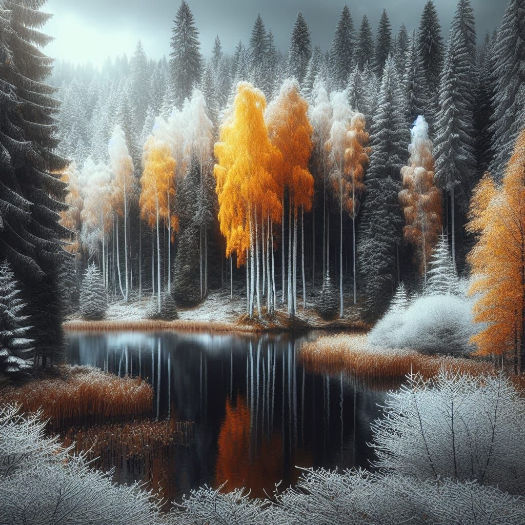 Autumn to Winter Lakeside Transition