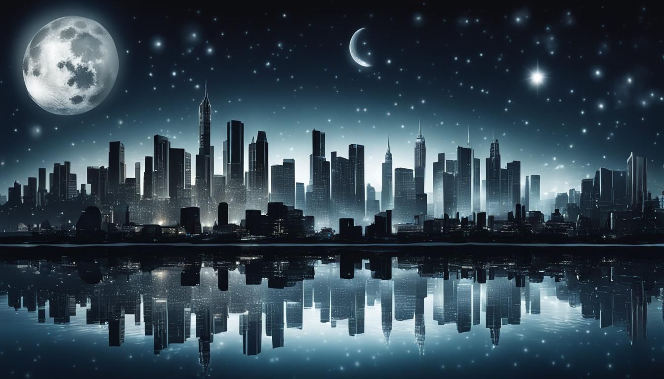 Crystal City Reflection Under Crystal Moon