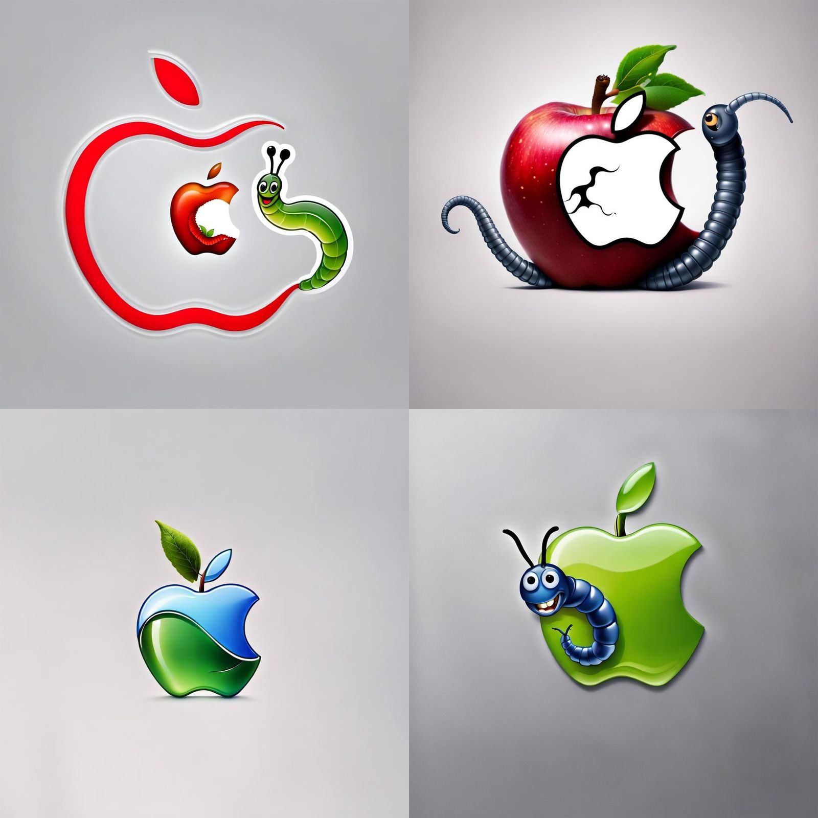 Apple Logo with Stylized Worm
