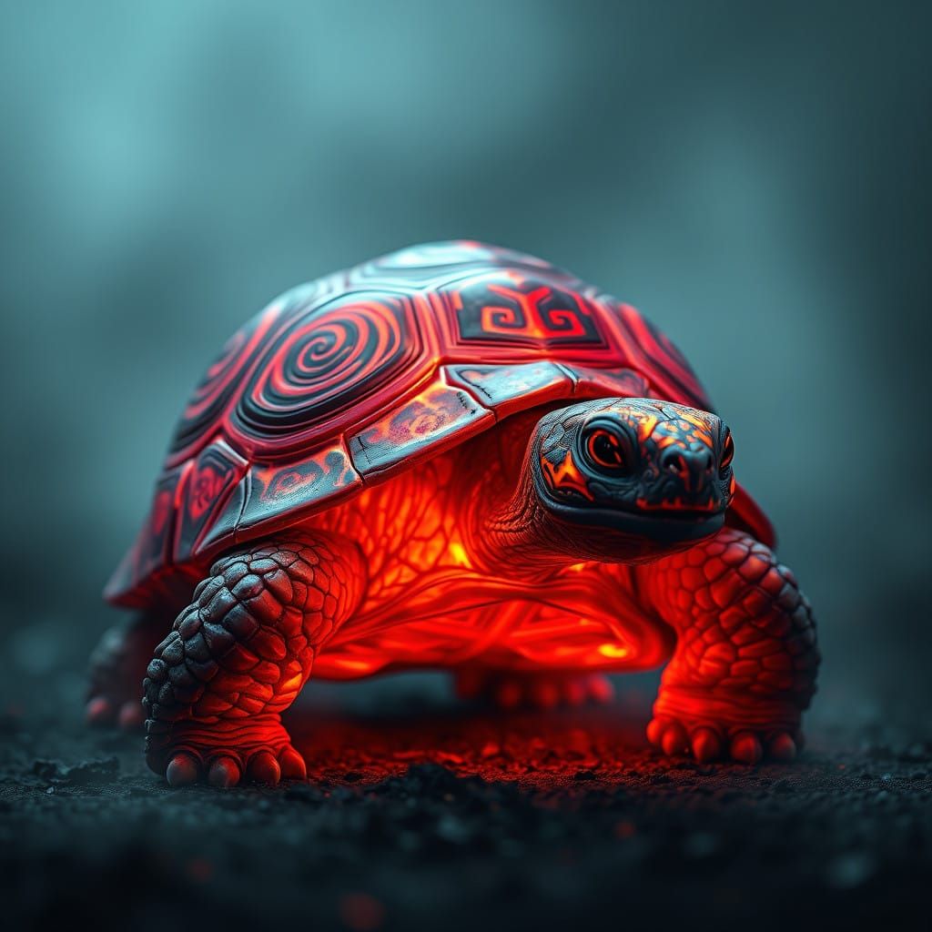 Mystical Fire Tortoise in Vibrant Hues