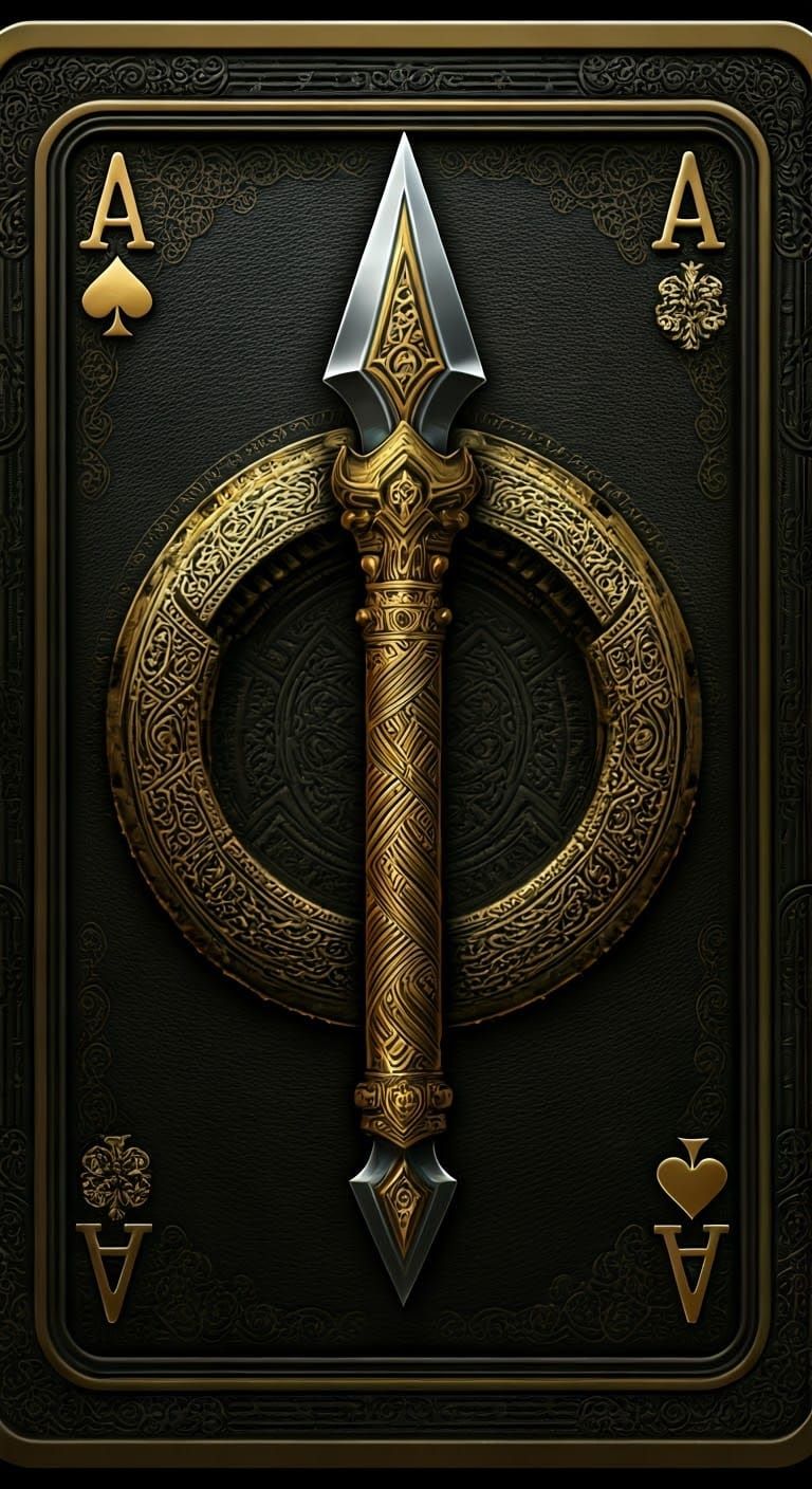 Pixelated Ace Playing Card with Gungnir Spear Symbol