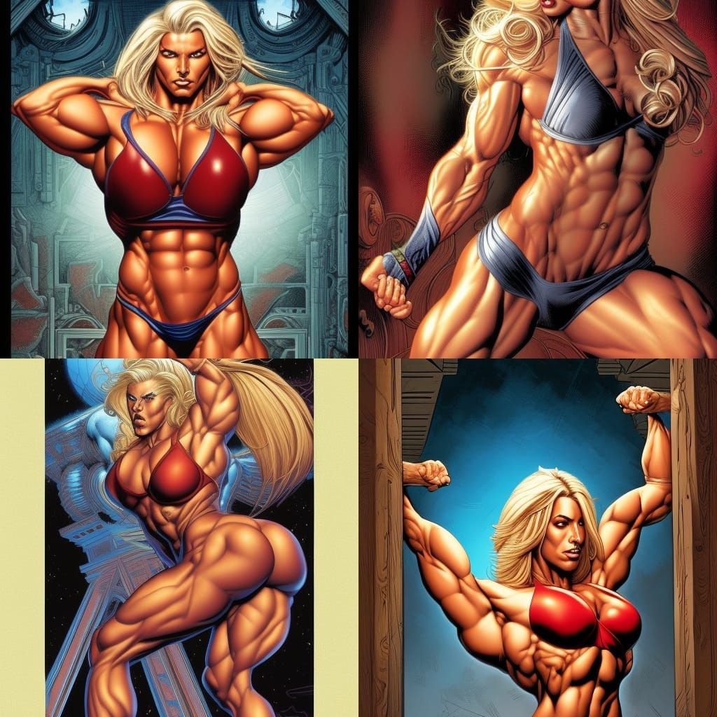 Beautiful, Massive, Muscular Blonde Goddess Flexing