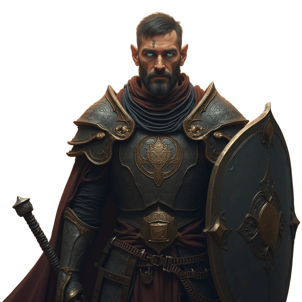 Stately Kalashtar Warrior-Priest in Chain Mail, Radiating Tr...