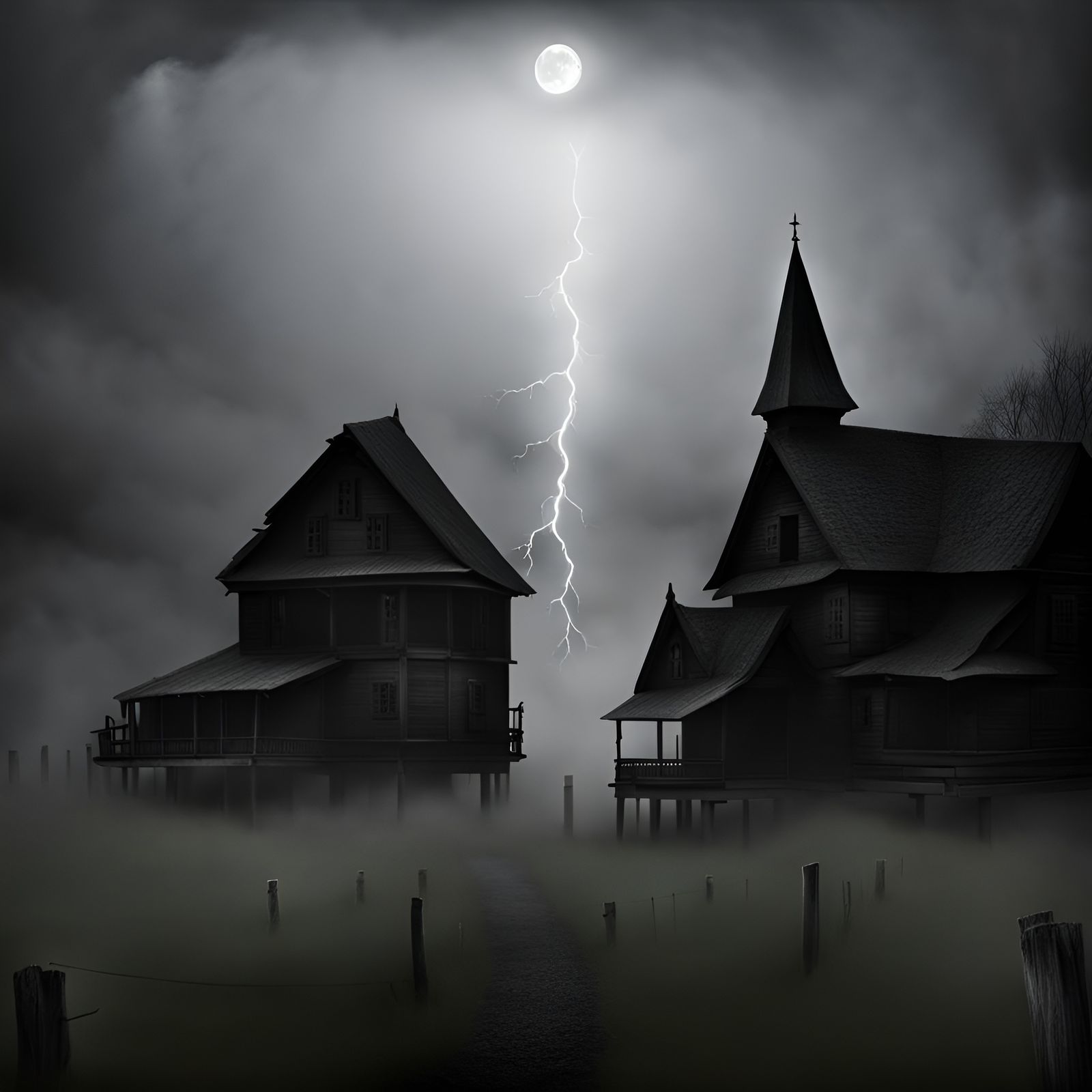 Eerie Dark Scene: Creepy AI Image