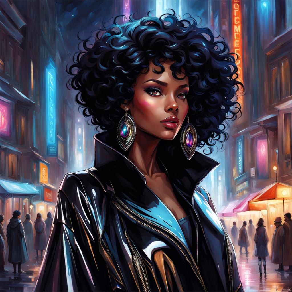 Ethereal Afro-American Beauty in Modern Splash Art