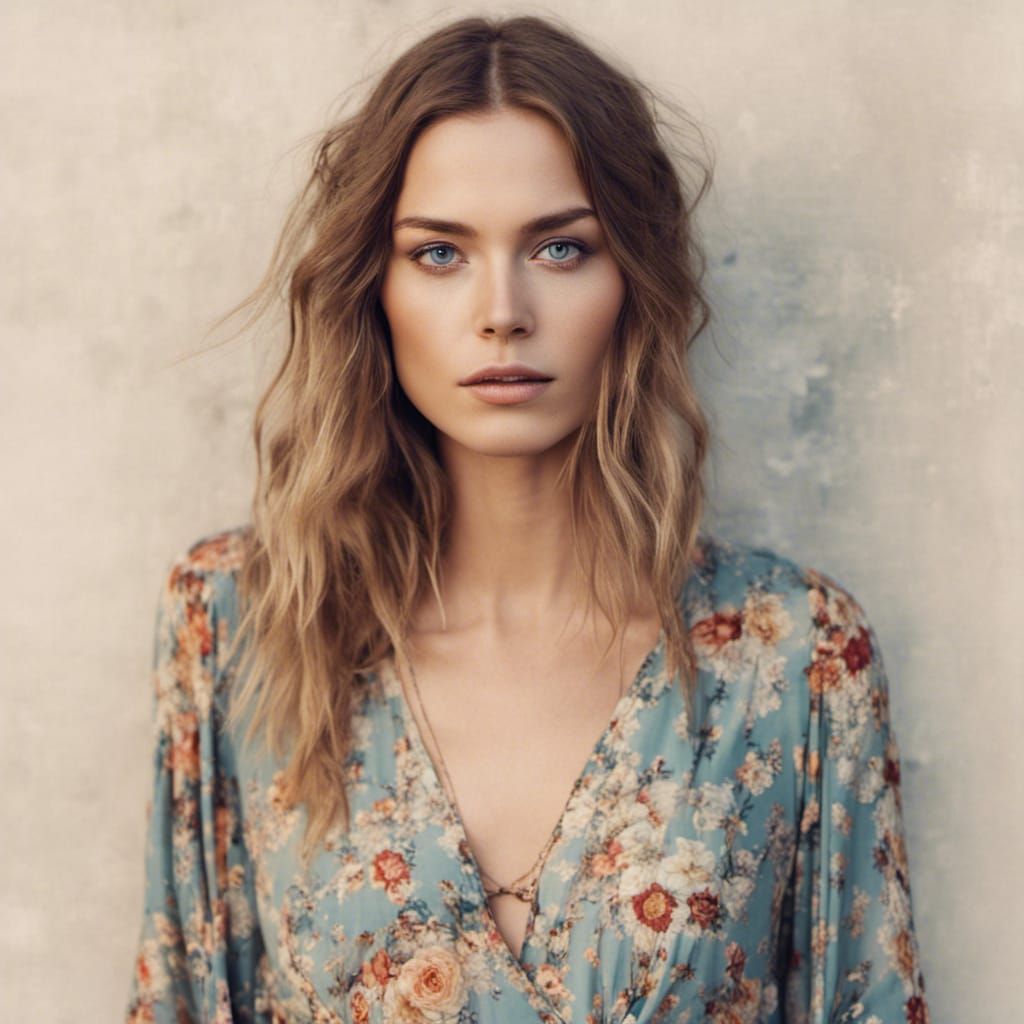 Boho Swedish Woman Portrait in Bright Room