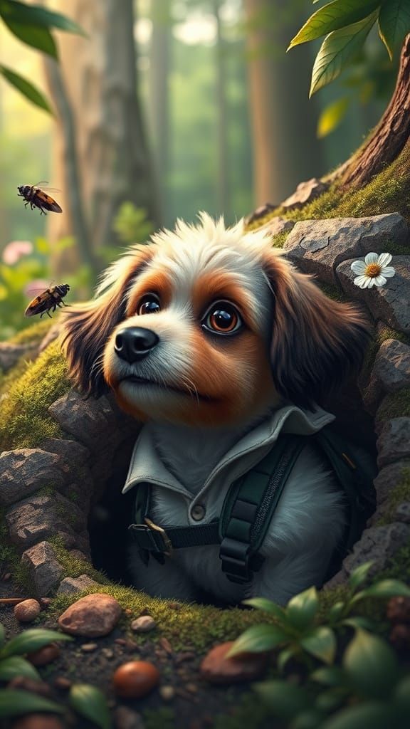 Sausage Dog's Forest Adventure: 8k Digital Portrait