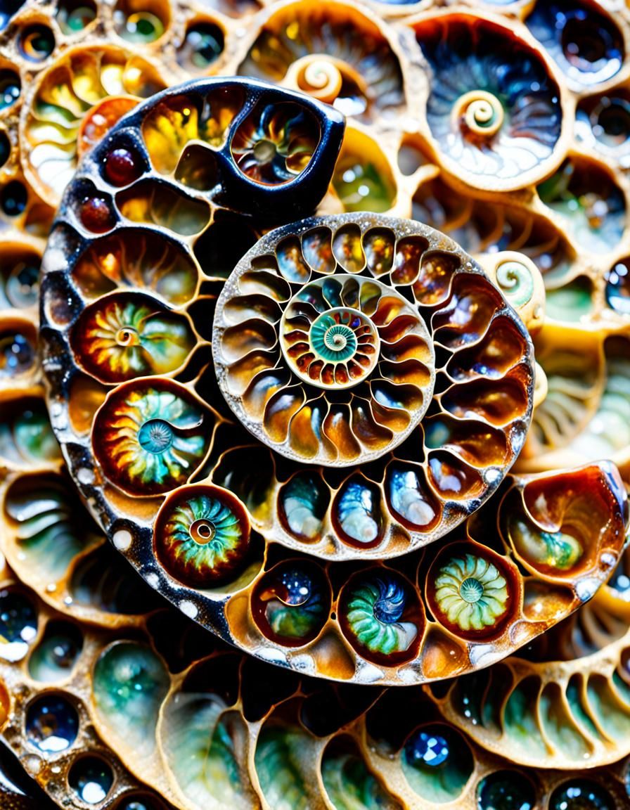 Sparkling Polished Ammonite Fossil Photo