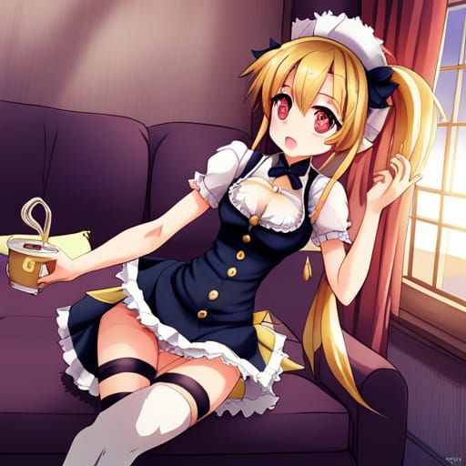 Anime Maid Girl in Key Visual Style