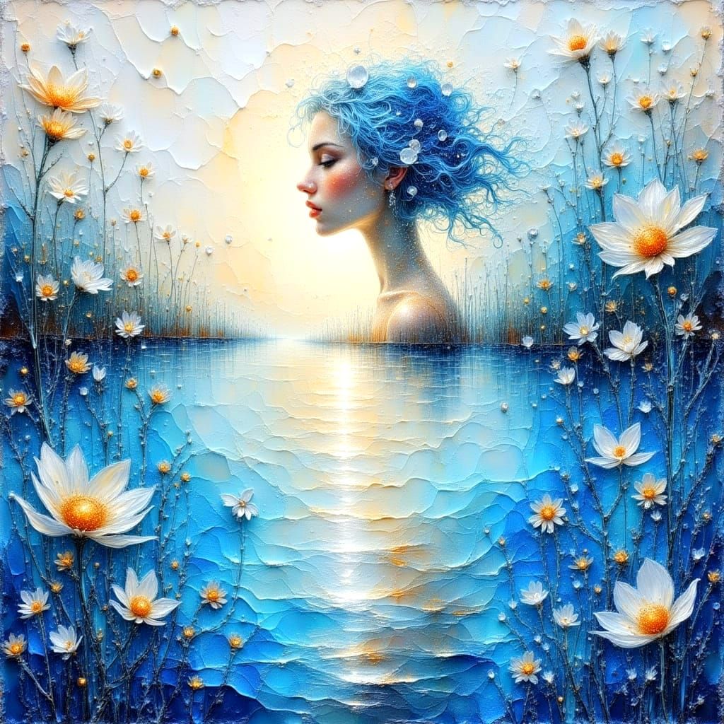 Magical Fluid Water with Impasto and Alcohol Ink