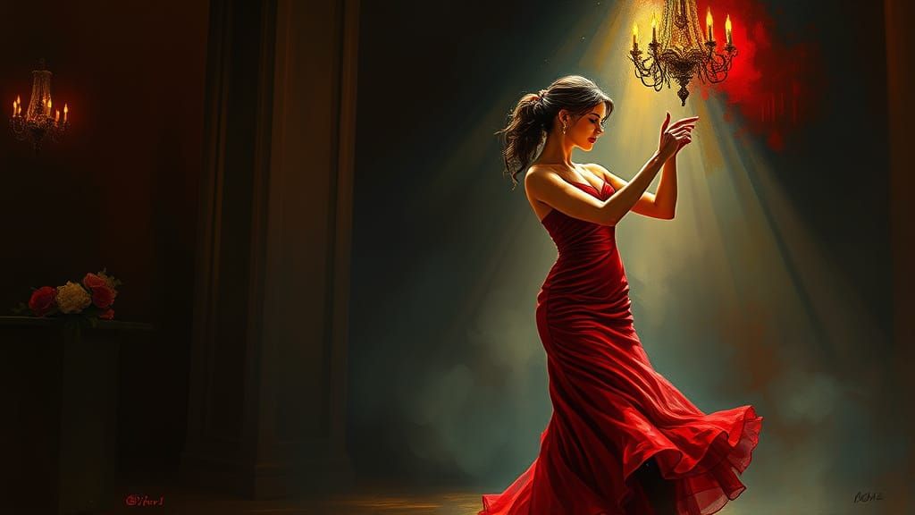 Elegant Tango Dancer in Art Nouveau Style