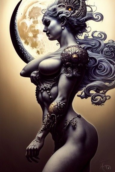 Rococo Moon Goddess in Space