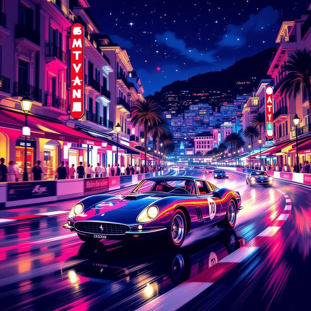 Ferrari in Monaco: A 1960s Night Ride
