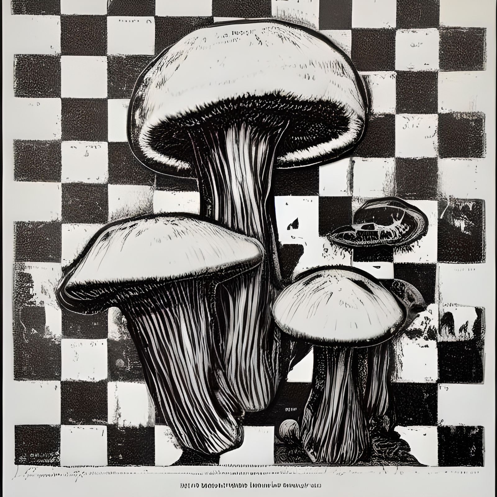 Massive Birch Polypores in Linocut Style