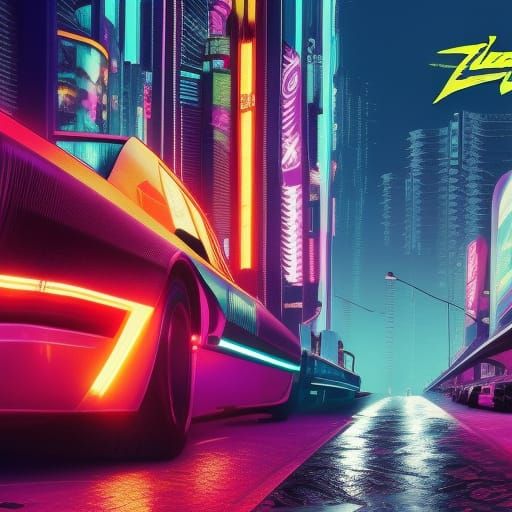 Cyberpunk Cityscape with Neon Lights