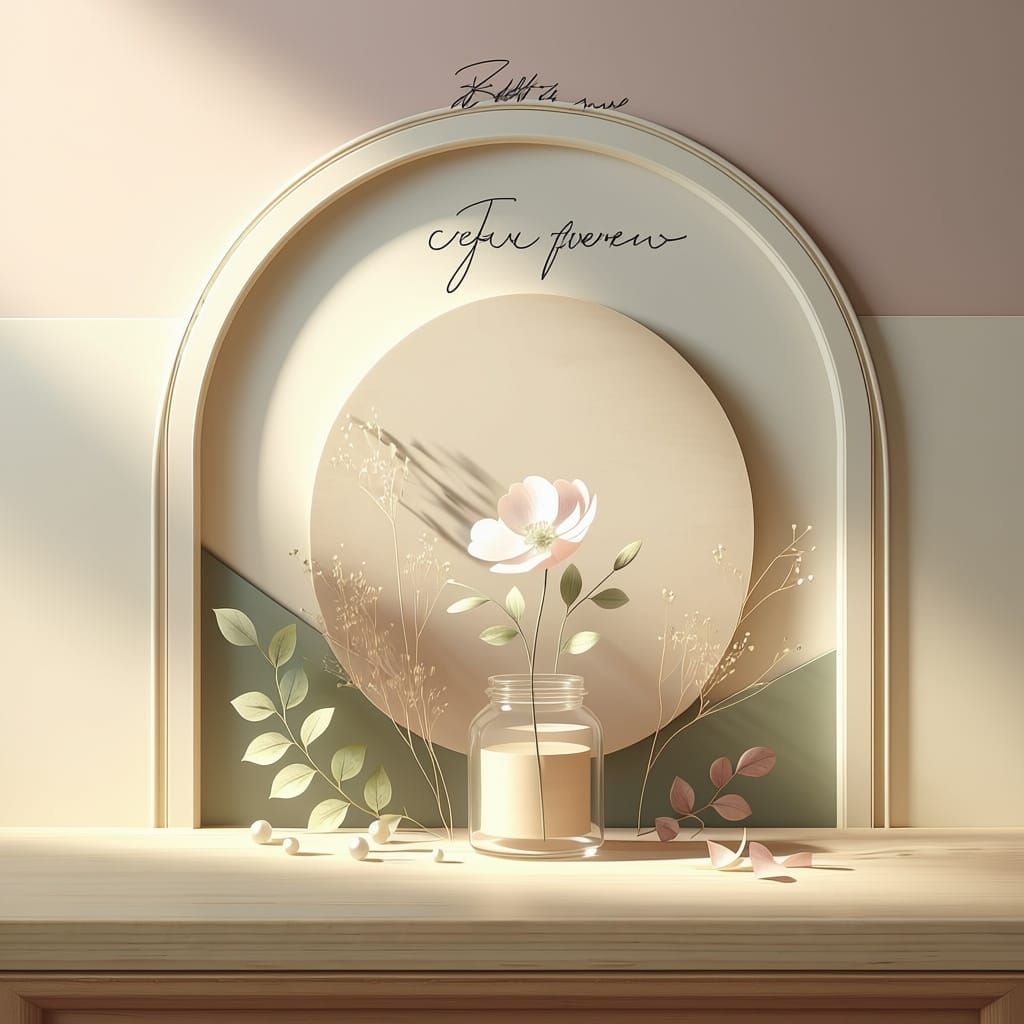 Delicate Flower in Glass Jar Minimalist Illustration