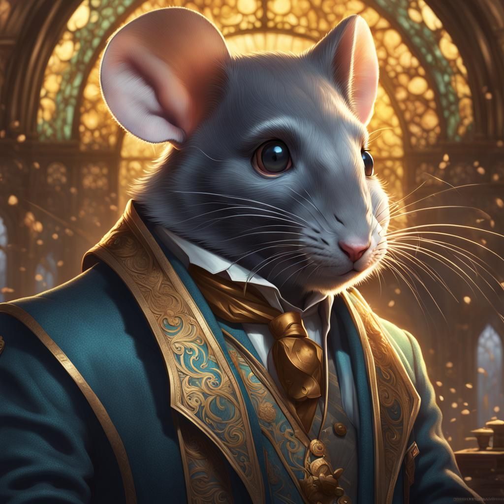 Rich Mouse Portrait in Hyperdetailed Style