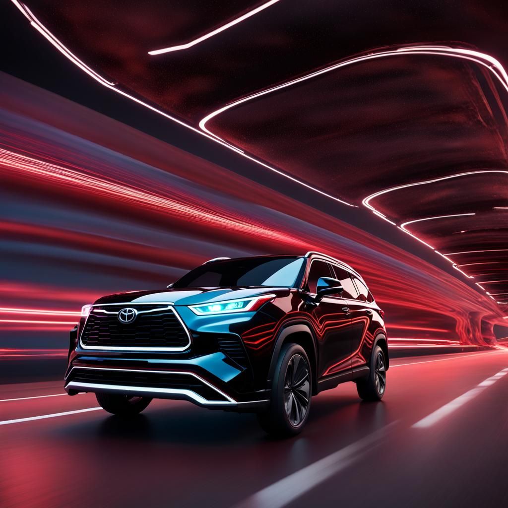 Futuristic Black Toyota Highlander on Red Highway