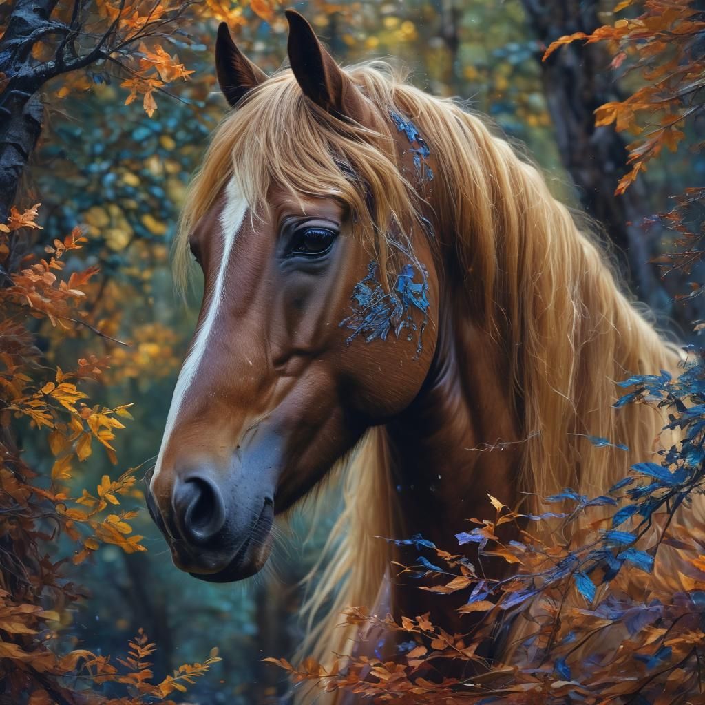 Majestic Equine Portrait in Vibrant Oil Painting
