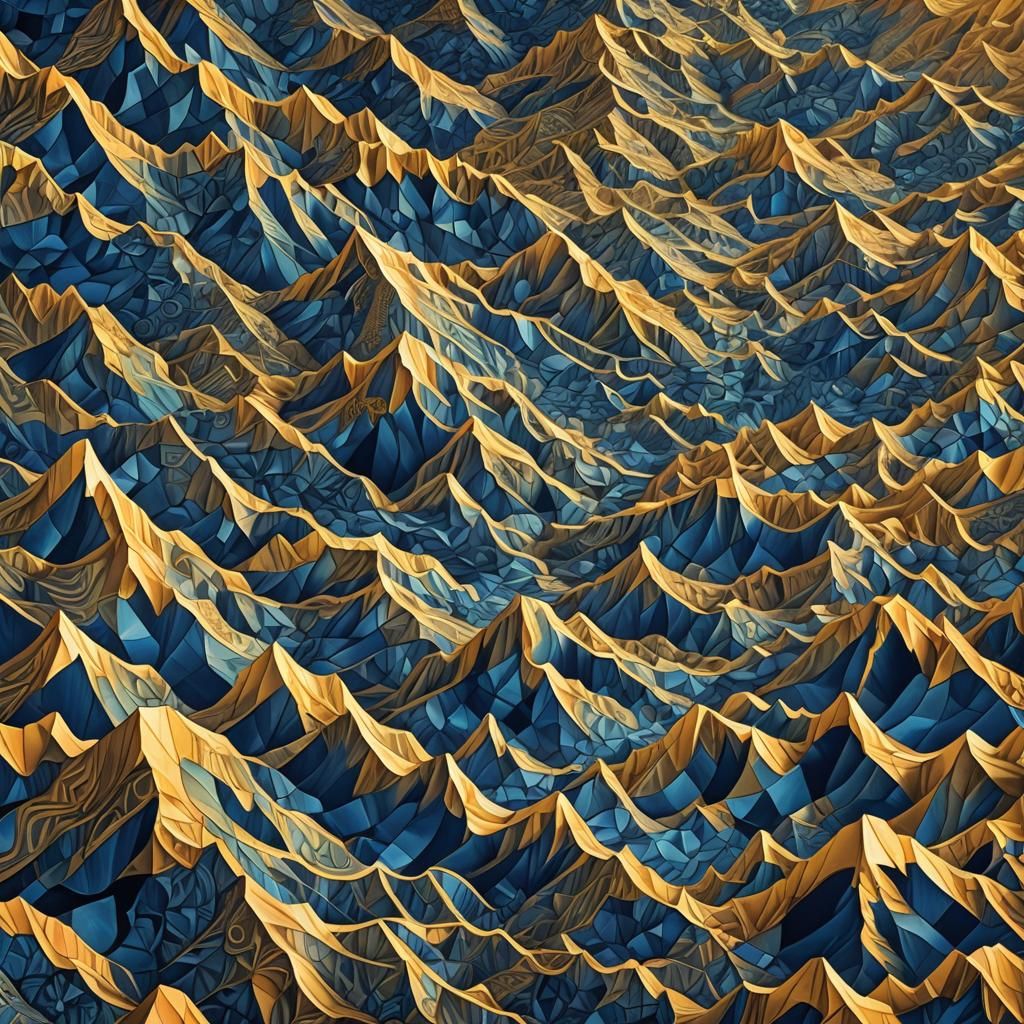 TV on Mountain with Abstract Tessellations
