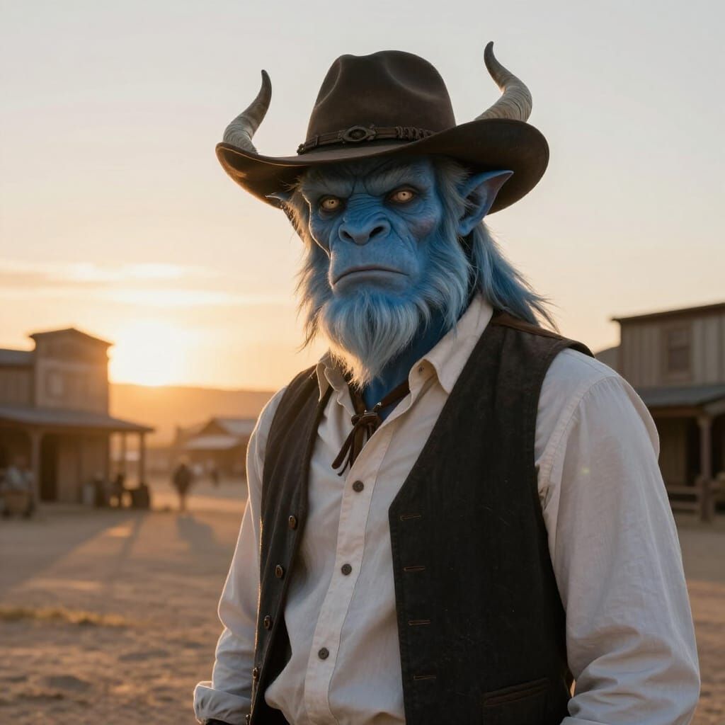 Stoic Firbolg-Giant Hybrid in Western Town