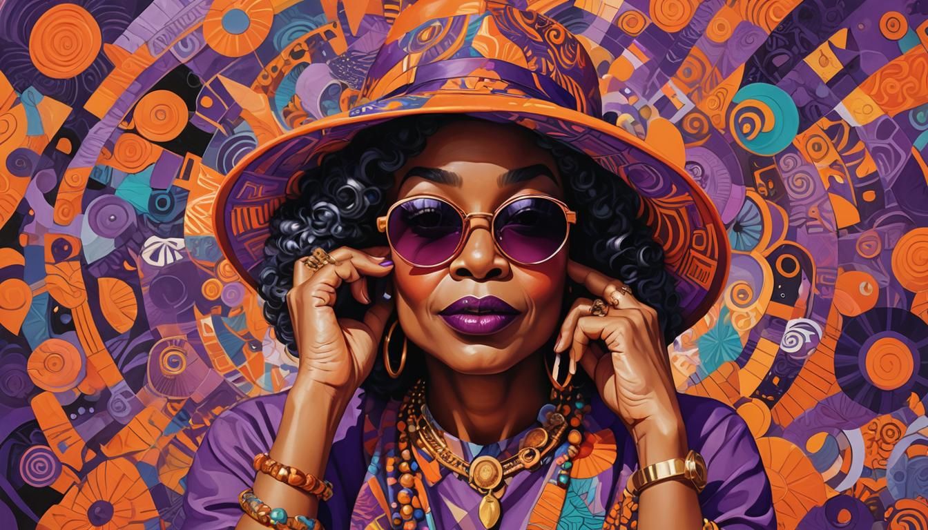 Colorful Collage of a Stylish Senior Woman