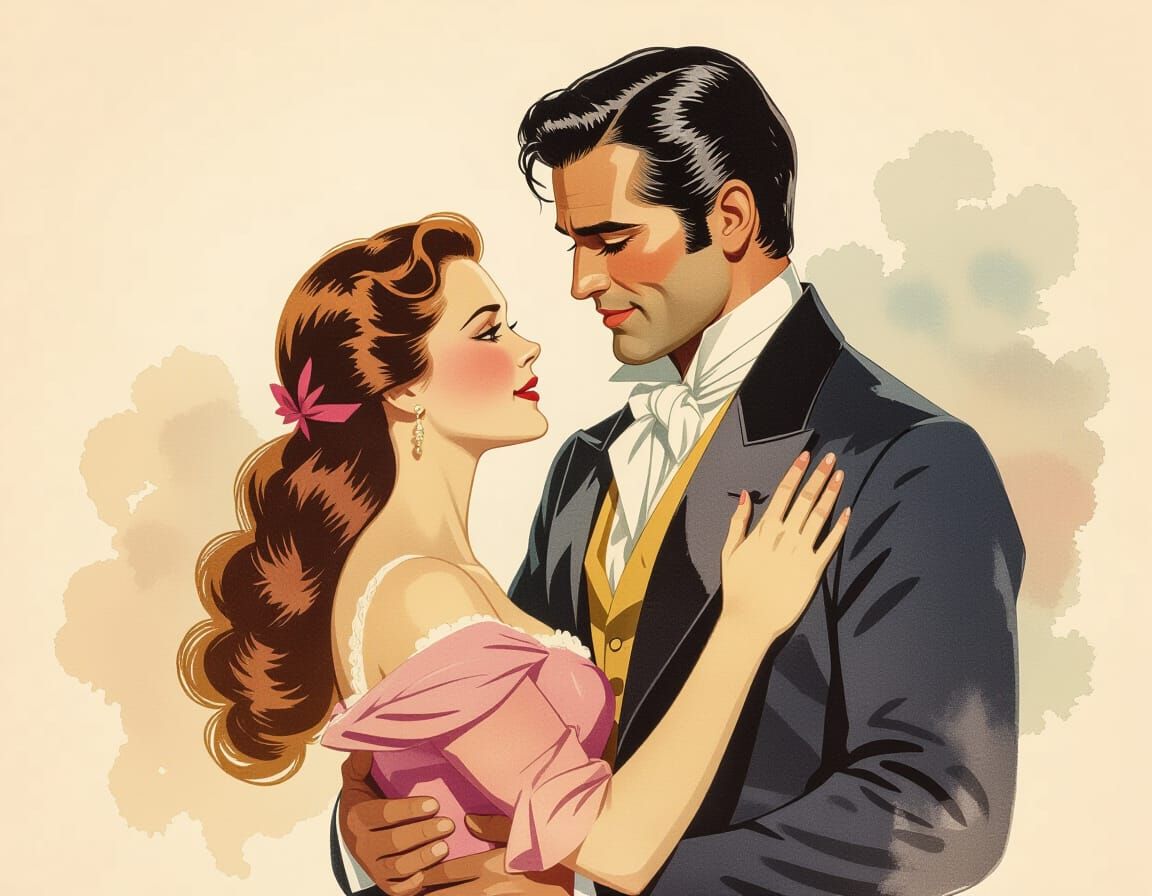 Scarlett O'Hara and Rhett Butler Vintage Poster