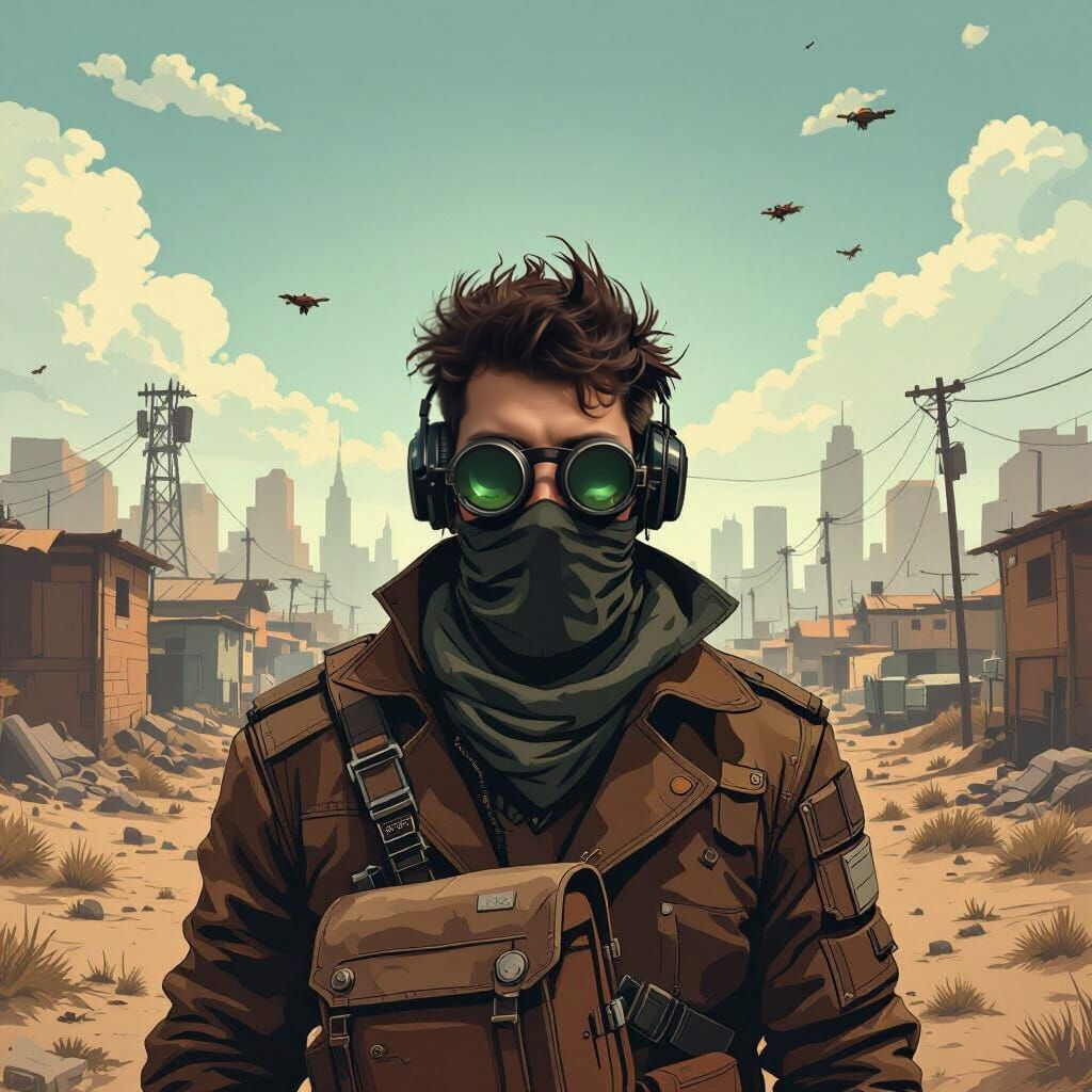 Post-Apocalyptic Cityscape with Lone Survivor