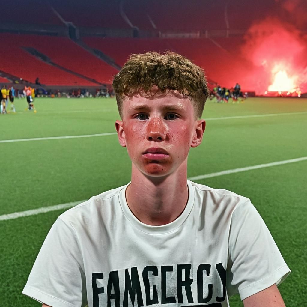 Soccer Stadium Explosion: Cinematic Film Still