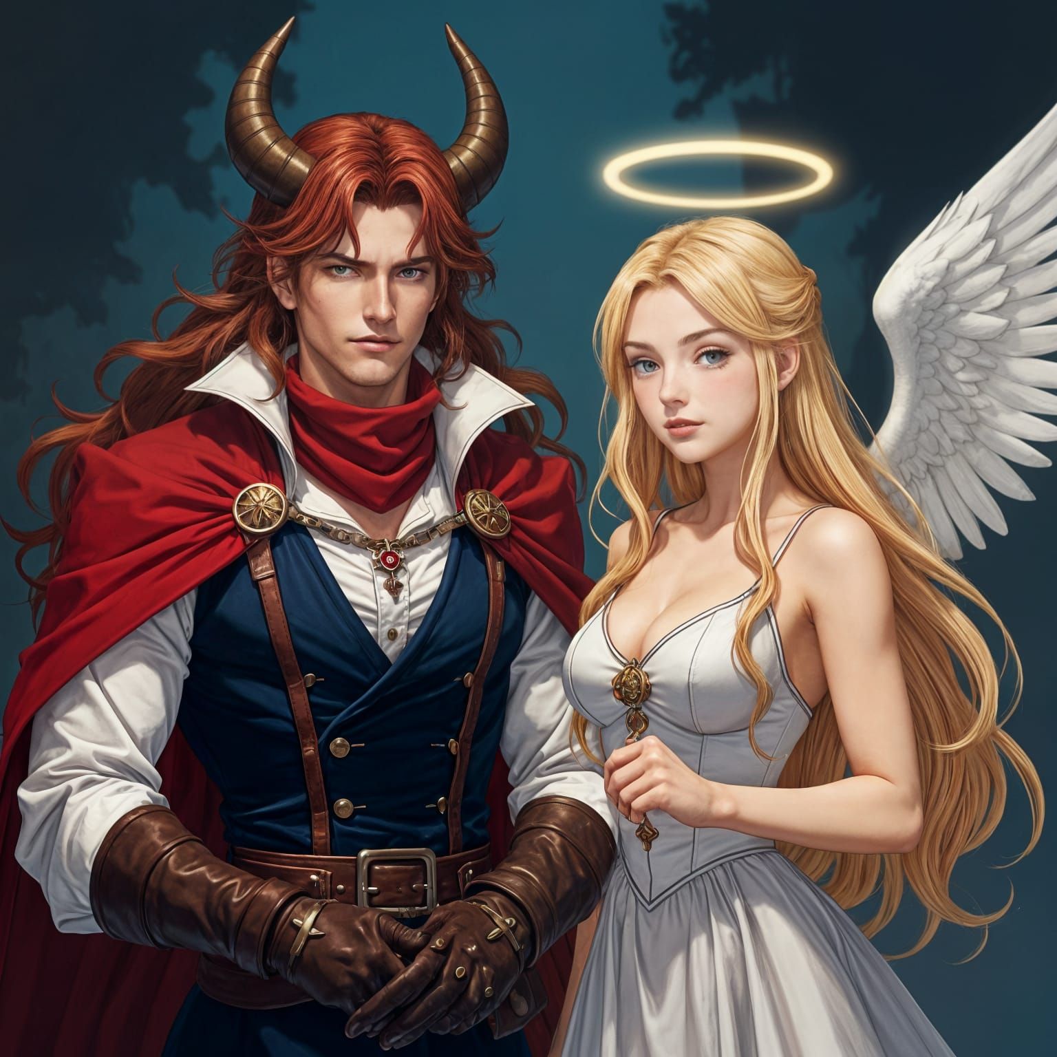 Anime Character with Red Hair and Horns in Castlevania Style