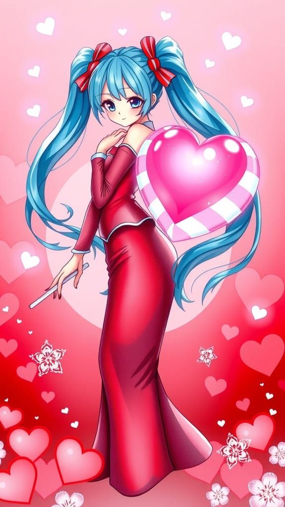 Seductive Hatsune Miku Pinup in Vibrant Pastel Hues