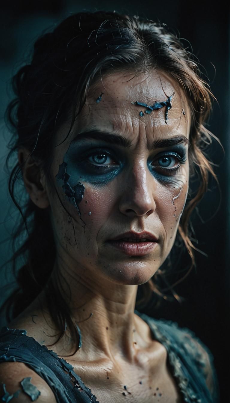 In this portrait you can see a beautiful woman who has impec...