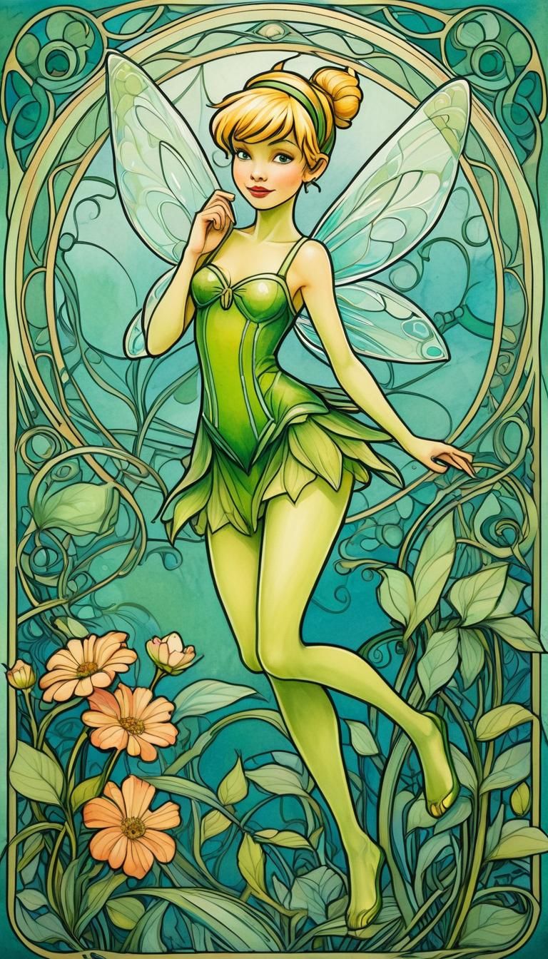 Tinkerbell in Art Nouveau Comic Style