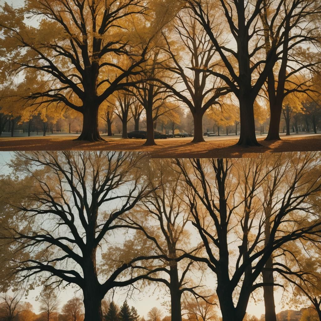 Four Seasons Tree in Cinematic Split Screen