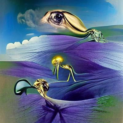 Surreal Aliens and Iris Flowers