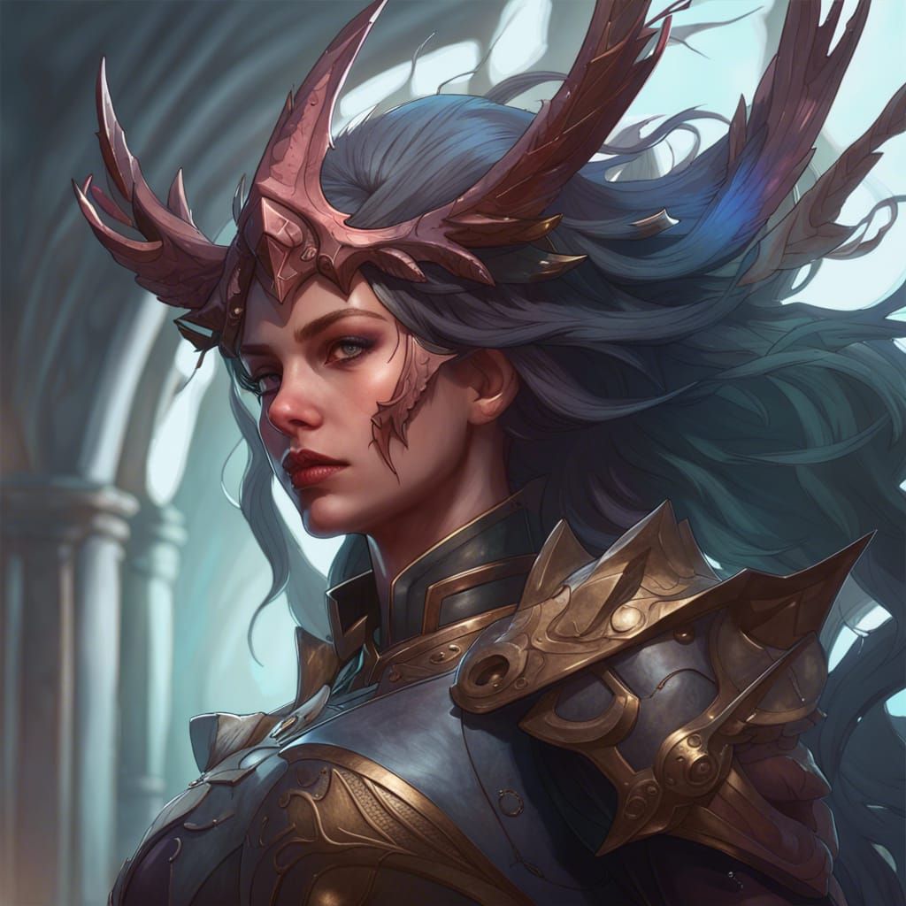 Demonic Valkyrie Portrait in Hyperdetailed Style