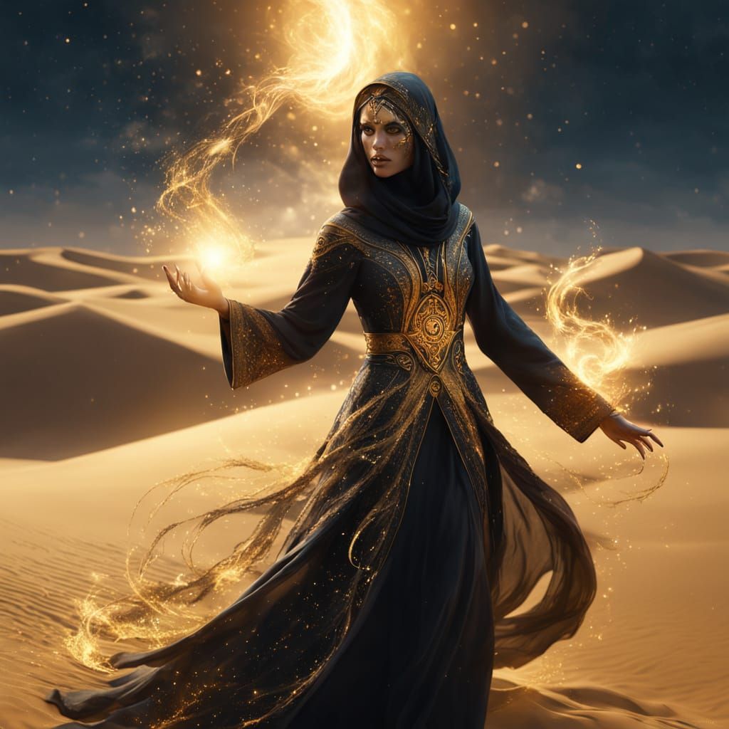 Mystical Desert Spirit Emerges Under Twilight Sky