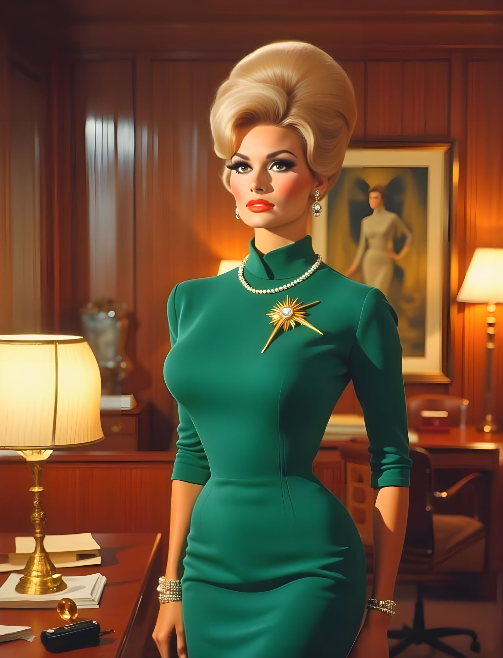 Glamorous 1960s Secretary in Impressionistic Portrait