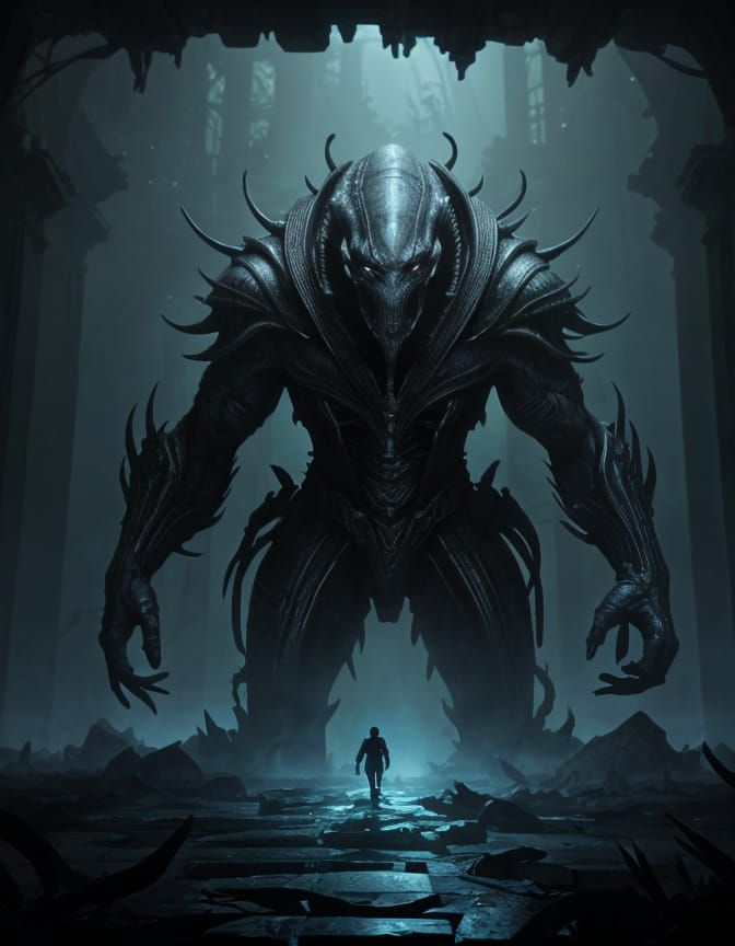 Haunting Alien Monster in Dark Fantasy Style
