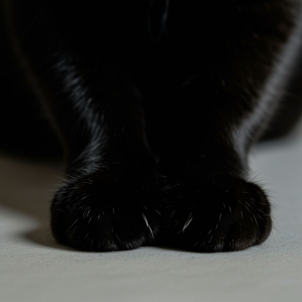 Close-up of Sleek Black Cat Paws
