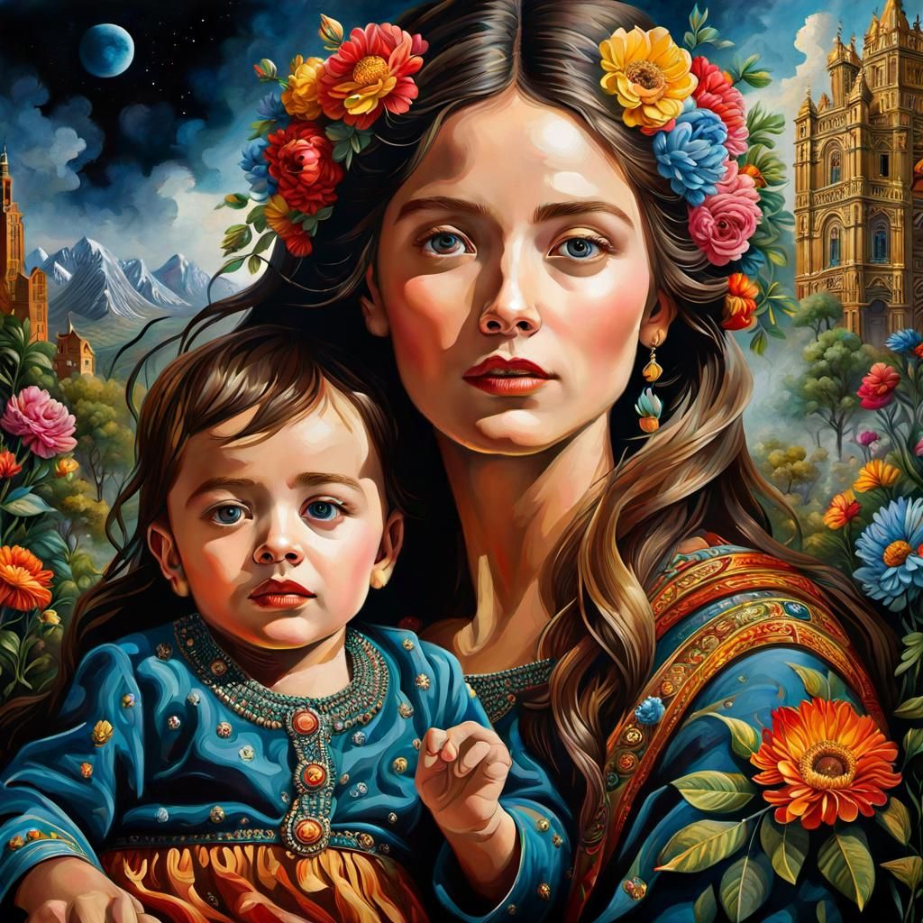 Epic Gouache Masterpiece of Motherhood