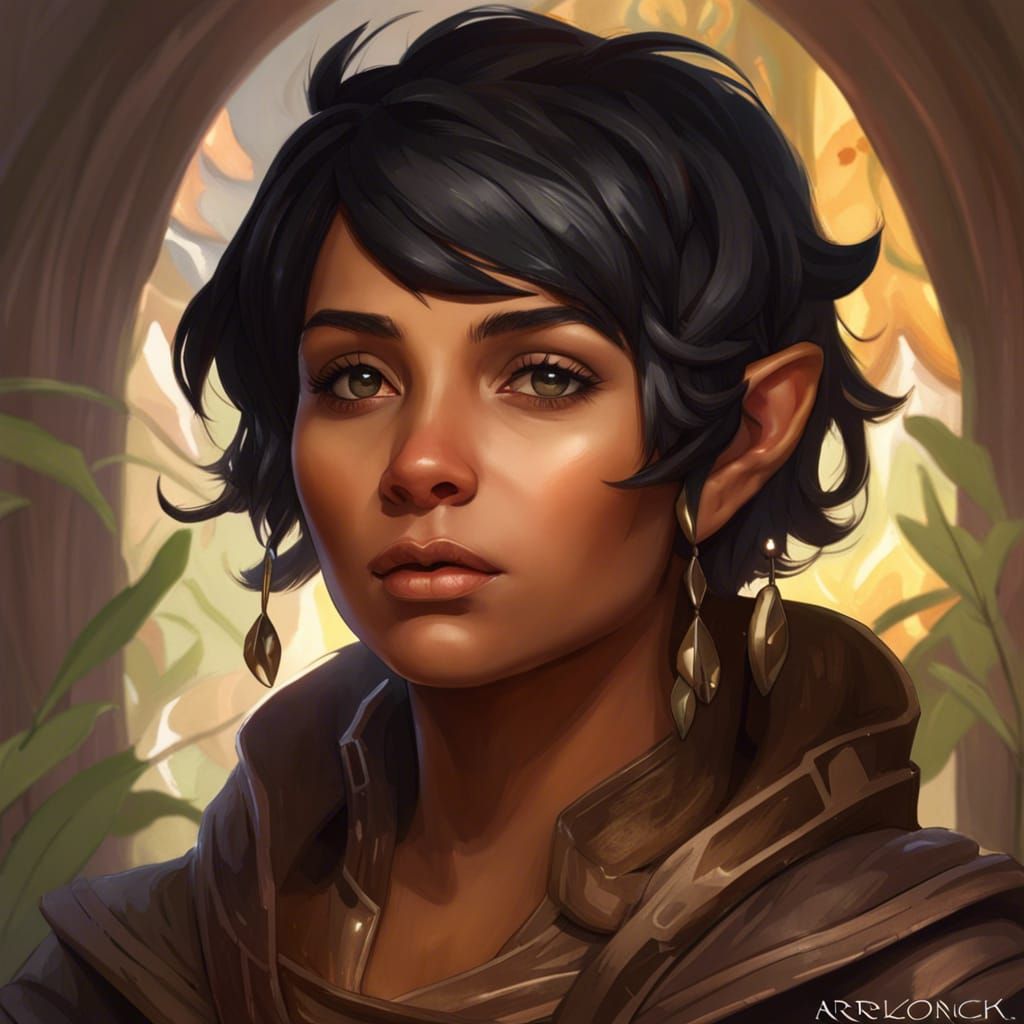Halfling Druid Portrait in Detailed Fantasy Style