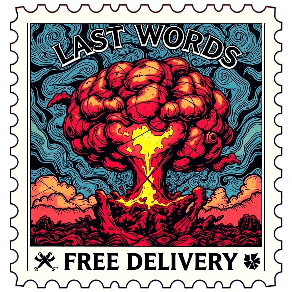 Atomic Explosion Postage Stamp in Bismuth Style
