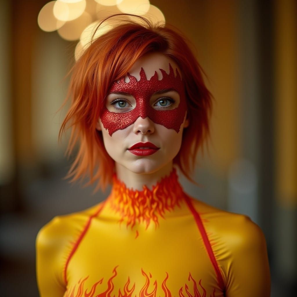 Flame-Haired Aviatrix in Vintage Pilot Attire