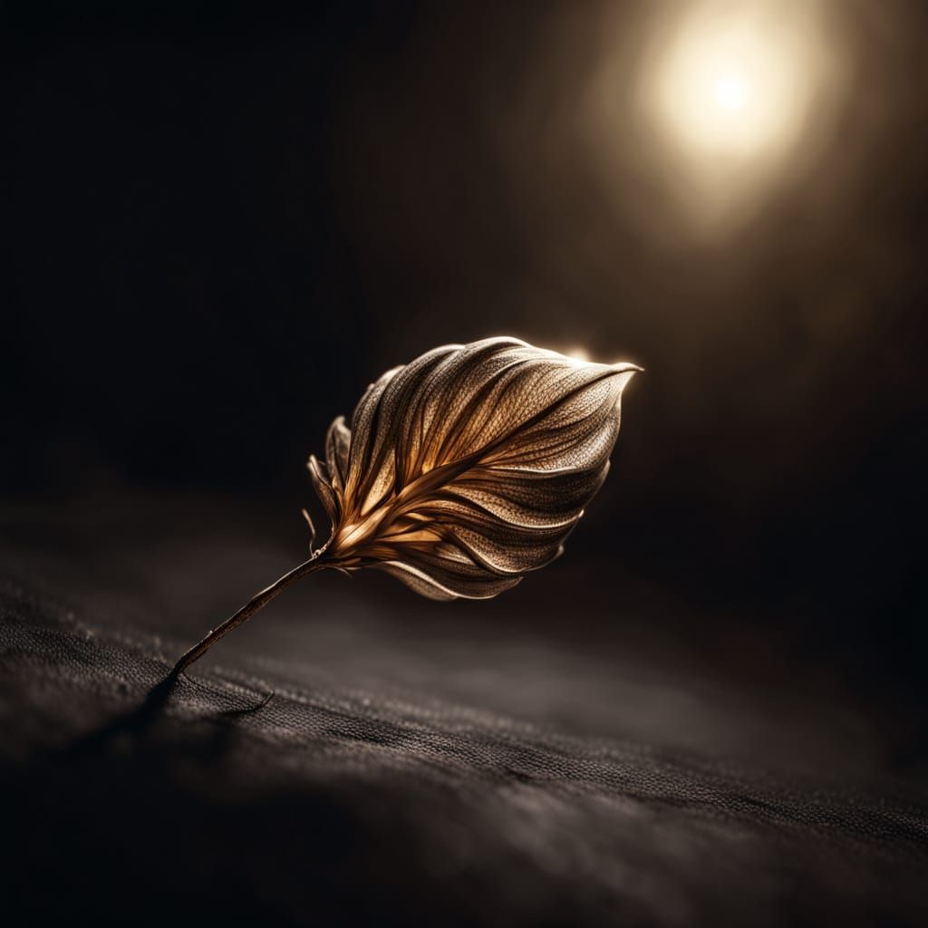 Hyperrealistic Seed Suspended in Golden Light